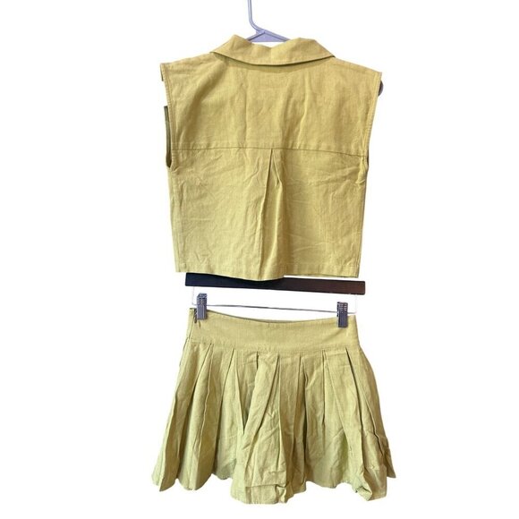 OW Collection Mira Boxy Vest & Pleats Skirt Set Moss Womens Size Small - Picture 8 of 12